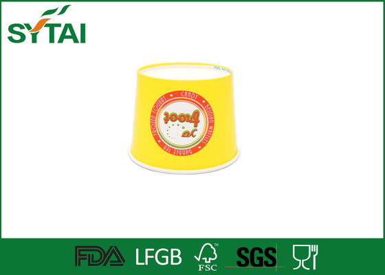 China Yellow Colorful Printed Custom Ice Cream Cups Disposable Environmentally Friendly supplier